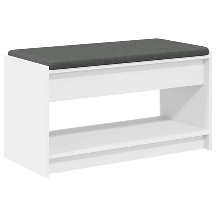 Hallbänk med kudde Vit 83 x 38 x 45 cm Konstruerat Trä och Tyg