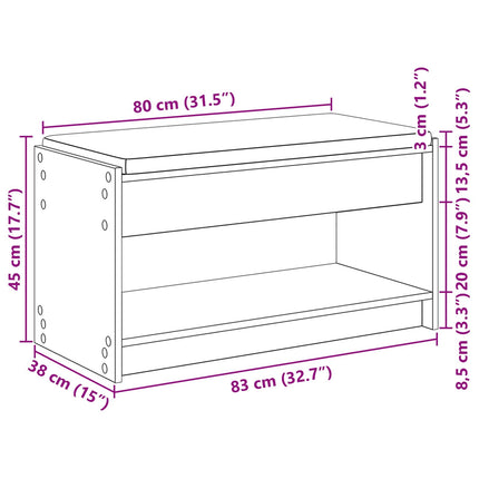 Hallbänk Svart Ek 83 x 38 x 45 cm Konstruerat Trä och Tyg