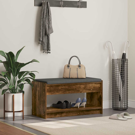 Hallbänk Rökt Ek 83 x 38 x 45 cm Konstruerat Trä och Tyg