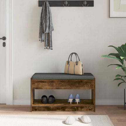 Hallbänk Rökt Ek 83 x 38 x 45 cm Konstruerat Trä och Tyg