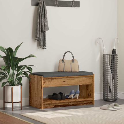 Hallbänk Gammalt trä 83 x 38 x 45 cm Konstruerat Trä och Tyg