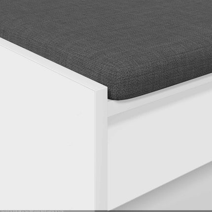 Hallbänk med kudde Vit 103 x 38 x 45 cm Konstruerat Trä och Tyg
