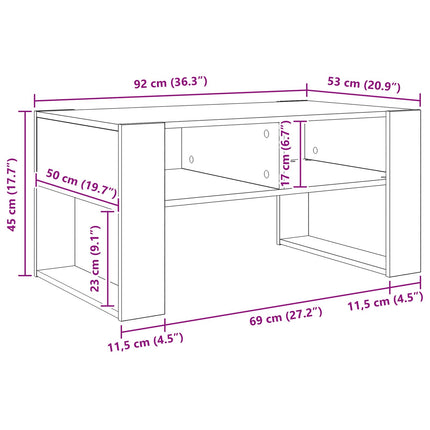Kaffeebord med lagring Svart Ek 92 x 53 x 45 cm Konstruerat trä