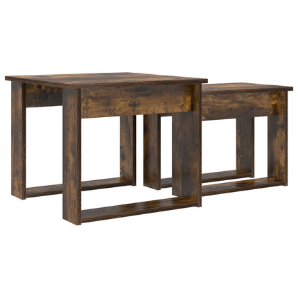 Kaffebordsset 2 st Rökt ek 50 x 52 x 42 cm Konstruerat trä