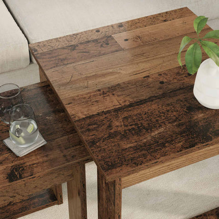 Kaffebordsset 2 pcs Gammalt trä Konstruerat trä
