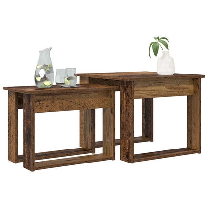 Kaffebordsset 2 st Gammalt trä 50 x 52 x 42 cm Konstruerat trä