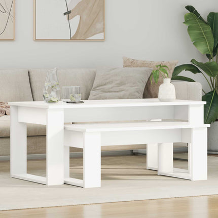 Kaffebordsset 2 st Vit 100 x 50 x 42 cm Konstruerat trä