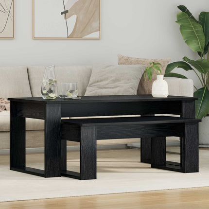 Kaffebordsset 2 st Svart Ek 100 x 50 x 42 cm Konstruerat trä