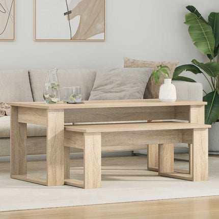 Kaffebordsset 2 st Sonoma-ek 100 x 50 x 42 cm Konstruerat trä
