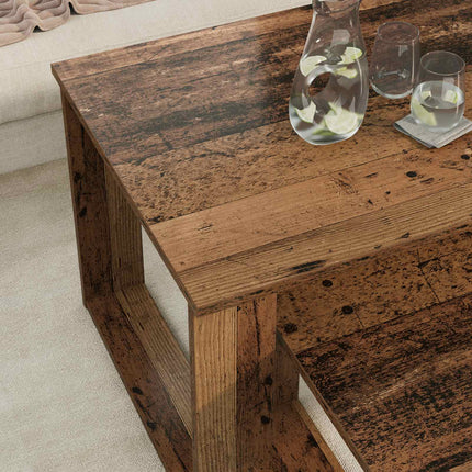 Kaffebordsset 2 st Gammalt trä 100 x 50 x 42 cm Konstruerat trä