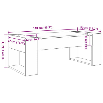 Kaffeebord Svart Ek 110 x 50 x 41 cm Konstruerat trä