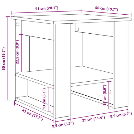 Kaffeebord Sonoma-ek 51 x 50 x 50 cm Konstruerat trä