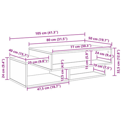 Kaffeebord Gammalt trä 105 x 50 x 32,5 cm Konstruerat trä