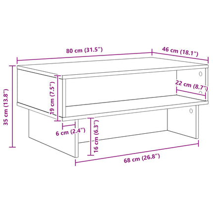 Kaffeebord Betonggrå 80 x 46 x 35 cm Konstruerat trä