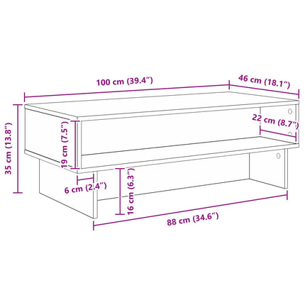 Kaffeebord Rökt ek 100 x 46 x 35 cm Konstruerat trä