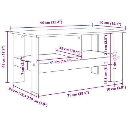 Kaffeebord Vit 90 x 50 x 45 cm Konstruerat trä