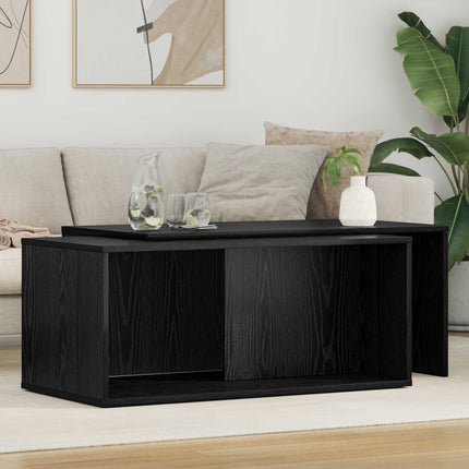 Kaffebordsset 2 st Svart Ek 90 x 48 x 40 cm Konstruerat trä