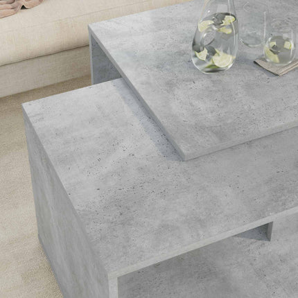 Kaffebordsset 2 st Betonggrå 90 x 48 x 40 cm Konstruerat trä