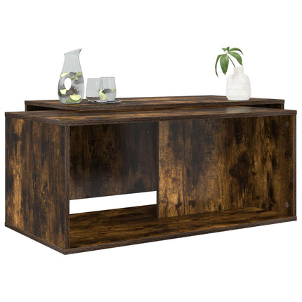 Kaffebordsset 2 st Rökt ek 90 x 48 x 40 cm Konstruerat trä