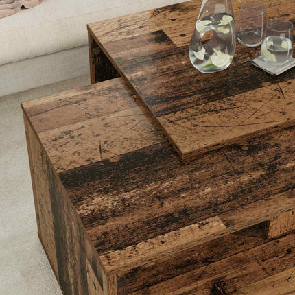Kaffebordsset 2 st Gammalt trä 90 x 48 x 40 cm Konstruerat trä