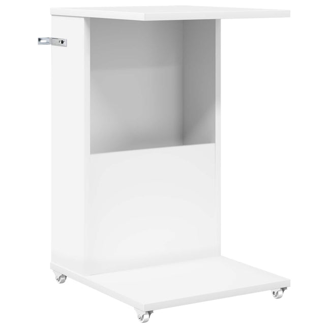 Sidobord med hjul Vit 40 x 35 x 60 cm Konstruerat trä