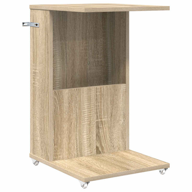 Sidobord med hjul Sonoma-ek 40 x 35 x 60 cm Konstruerat trä