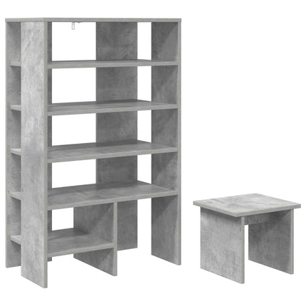 Skoskåp 2 st 62 x 35 x 100 cm Konstruerat trä Betonggrå