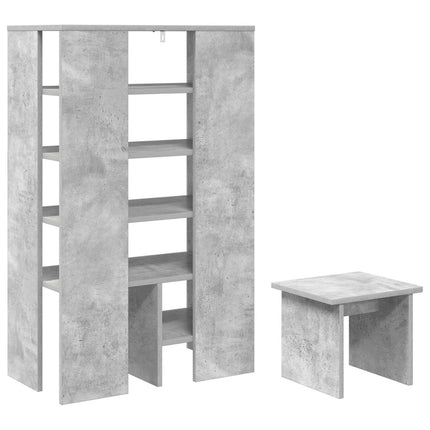 Skoskåp med hylla med lagring 2 pcs Betonggrå Konstruerat trä
