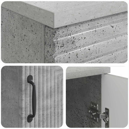 Skrivbord med dörr Betonggrå 142,5 x 50 x 75 cm Konstruerat trä