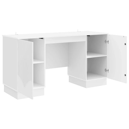 Skrivbord Vit högglans 142,5 x 50 x 75 cm Konstruerat trä