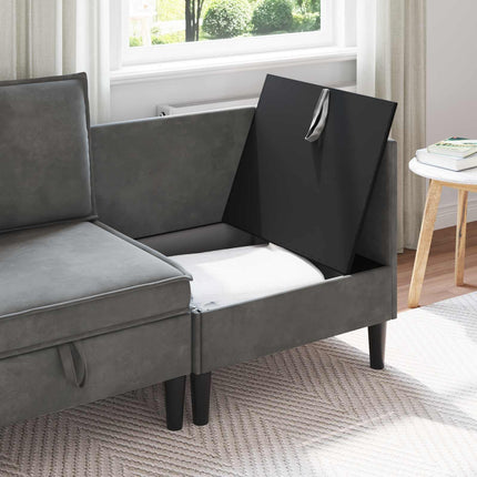Soffa med förvaring Mörkgrå Sammet