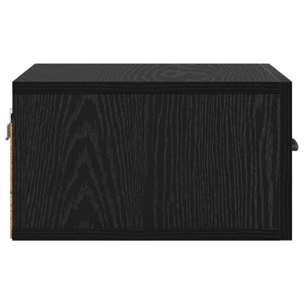 Nattduksbord med låda Svart Ek 35 x 35 x 20 cm Konstruerat trä