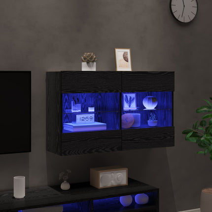 TV Vägghylla Svart Ek 98,5 x 30 x 60,5 cm Konstruerat trä