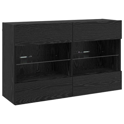 TV Vägghylla 98,5 x 30 x 60,5 cm Svart Ek Konstruerat trä
