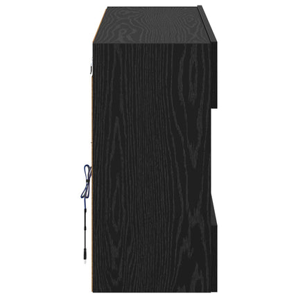 TV Vägghylla Svart Ek 98,5 x 30 x 60,5 cm Konstruerat trä