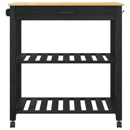 Köksvagn MONZA Svart 84 x 40 x 88,5 cm Massiv furu