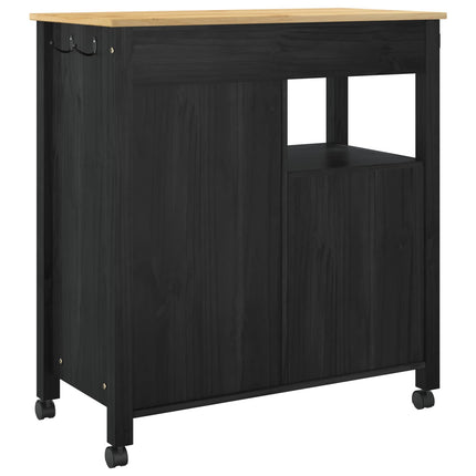Köksvagn MONZA Svart 84 x 40 x 88,5 cm Massiv furu