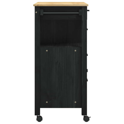 Köksvagn MONZA Svart 84 x 40 x 88,5 cm Massiv furu
