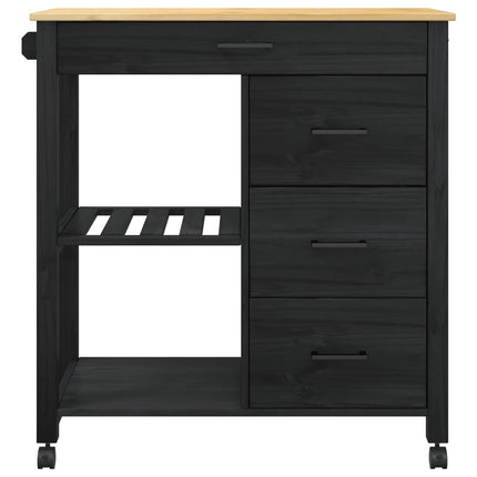 Köksvagn MONZA Svart 84 x 40 x 88,5 cm Massiv furu