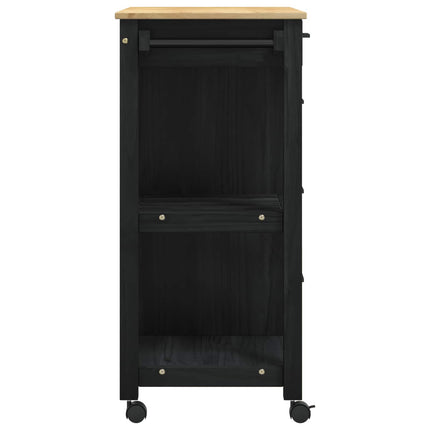 Köksvagn MONZA Svart 84 x 40 x 88,5 cm Massiv furu