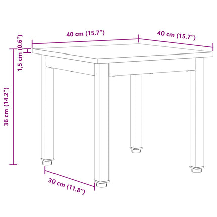 Kaffeebord Vit 40 x 40 x 36 cm Massiv furu