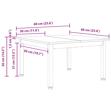 Kaffeebord Naturfärg 60 x 60 x 36 cm Massiv furu