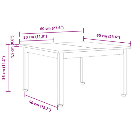 Kaffeebord Vit 60 x 60 x 36 cm Massiv furu