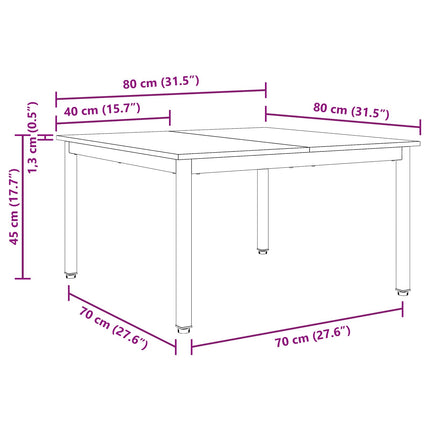 Kaffeebord Naturfärg 80 x 80 x 45 cm Massiv furu