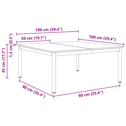 Kaffeebord Naturfärg 100 x 100 x 45 cm Massiv furu