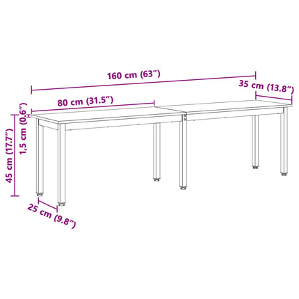 bänk Vit 160 x 35 x 45 cm Massiv furu