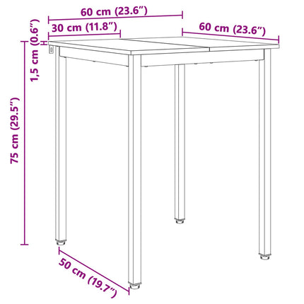 Matbord Vit 60 x 60 x 75 cm Massiv furu
