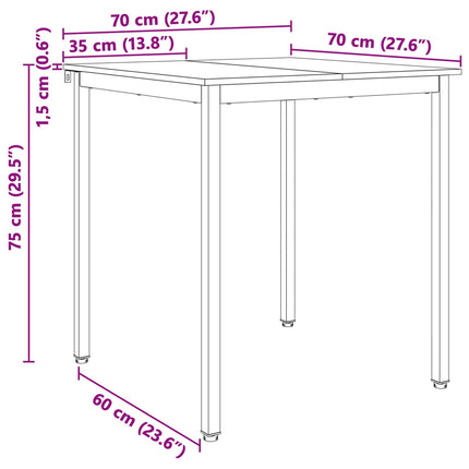 Matbord Naturfärg 70 x 70 x 75 cm Massiv furu
