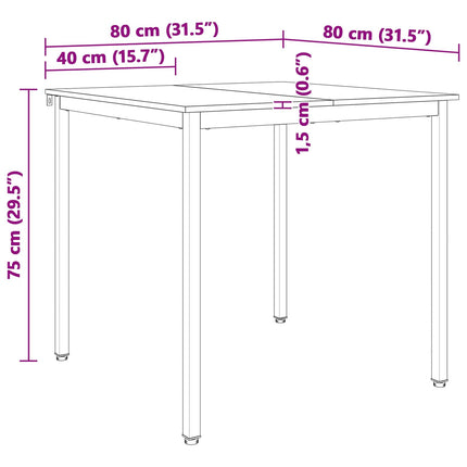 Matbord Naturfärg 80 x 80 x 75 cm Massiv furu