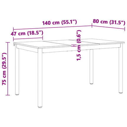 Matbord Vit 140 x 80 x 75 cm Massiv furu